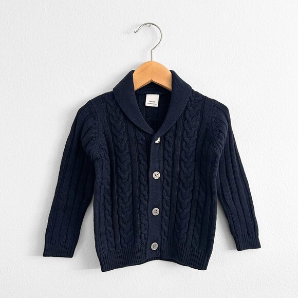 NWT Cute Boys Knitted Sweater Comfy & Warm Long Sleeve Button Down Navy 2T - Picture 1 of 2